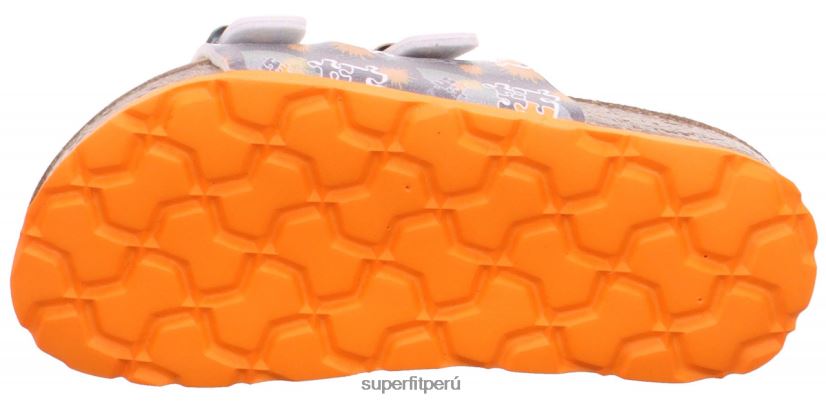 educación física Superfit niños pequeños fussbettpantoffel - zapatilla con hebilla gris/naranja V06L24591 zapatillas