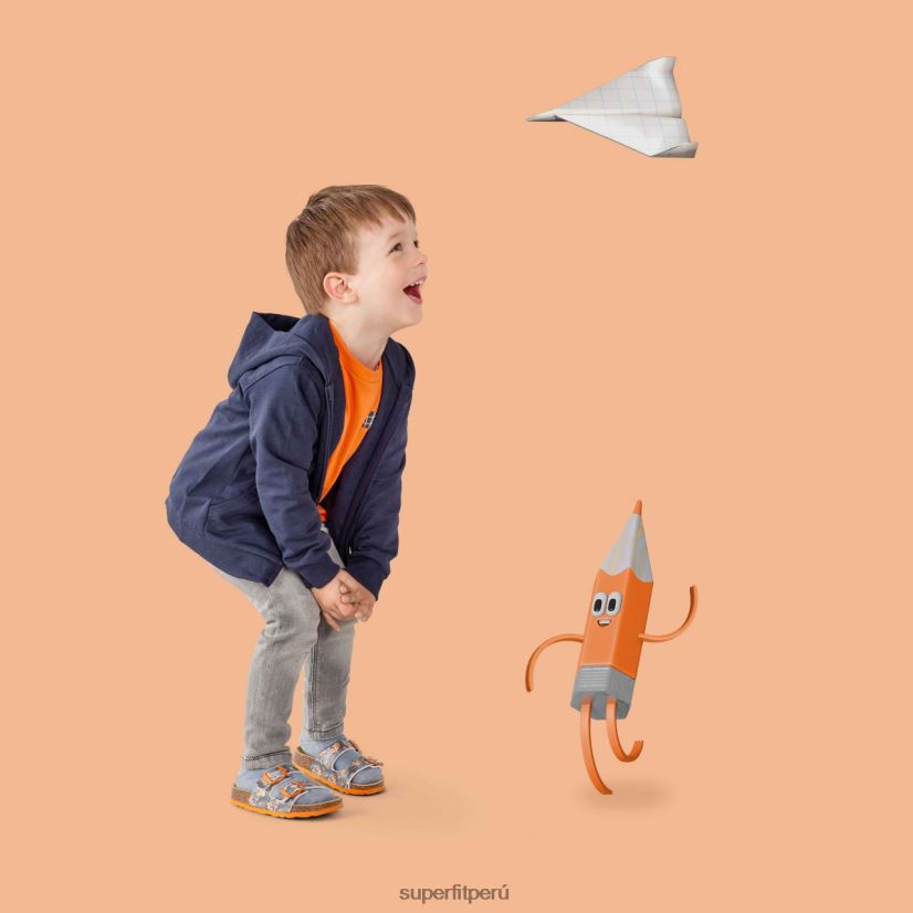 educación física Superfit niños pequeños fussbettpantoffel - zapatilla con hebilla gris/naranja V06L24591 zapatillas