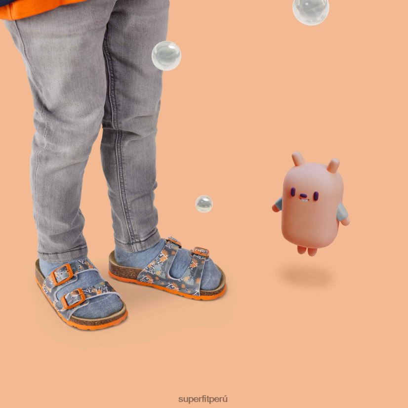 educación física Superfit niños pequeños fussbettpantoffel - zapatilla con hebilla gris/naranja V06L24591 zapatillas