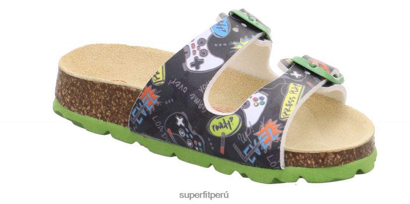 educación física Superfit niños pequeños fussbettpantoffel - zapatilla con hebilla negro/multicolor V06L24549 zapatillas