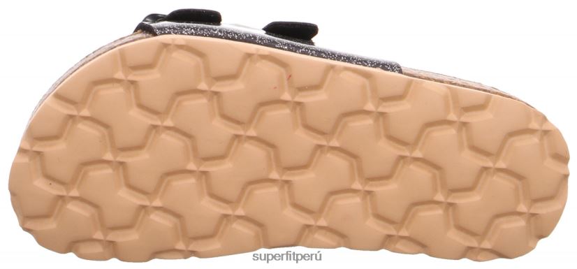 educación física Superfit niños pequeños fussbettpantoffel - zapatilla con hebilla negro/plata V06L24569 zapatillas