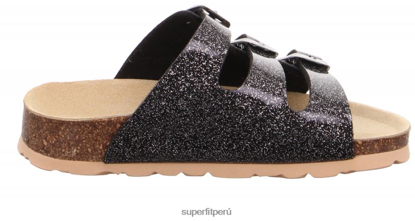 educación física Superfit niños pequeños fussbettpantoffel - zapatilla con hebilla negro/plata V06L24578 zapatillas